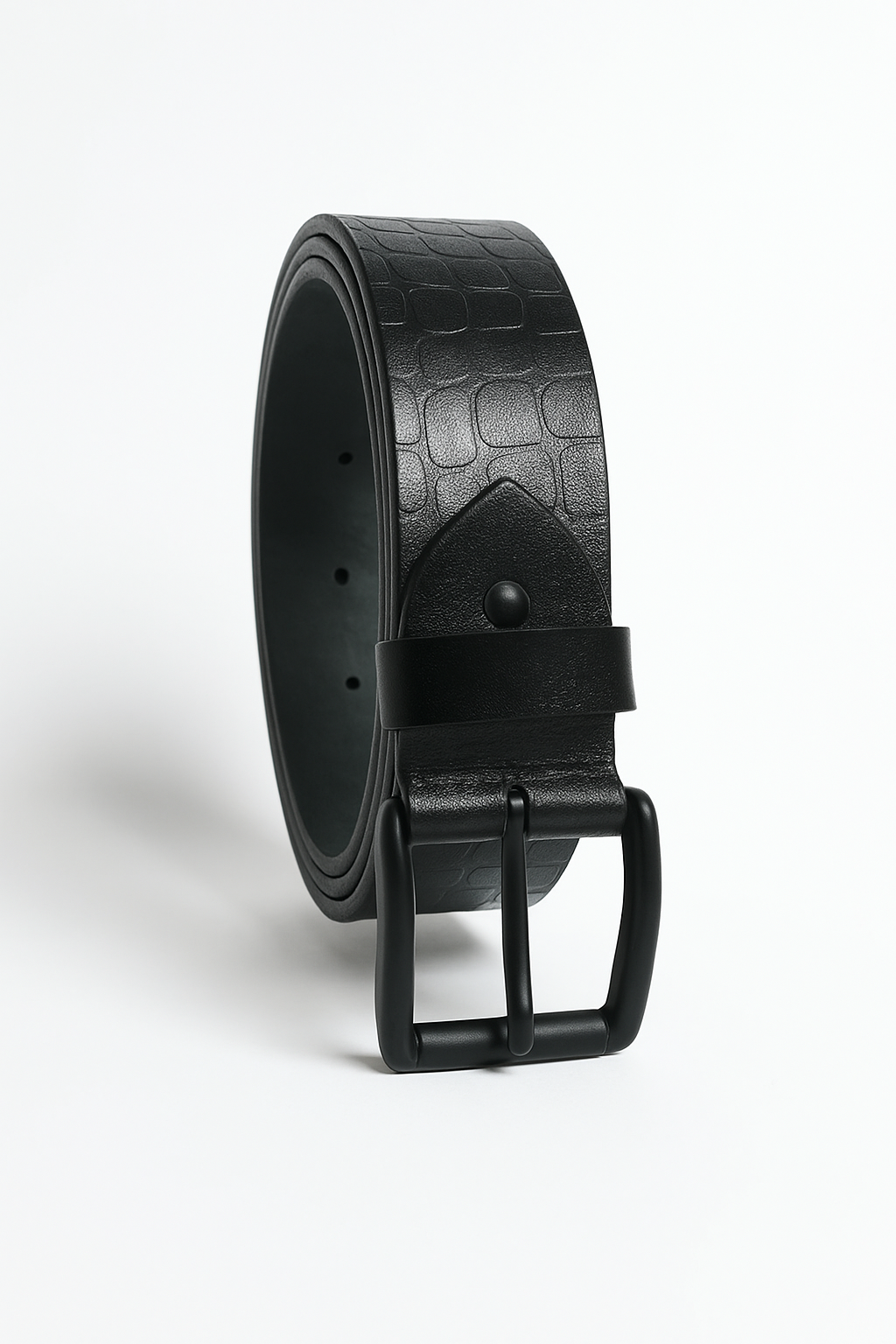 Premium Matte Black Designed Leather Belts